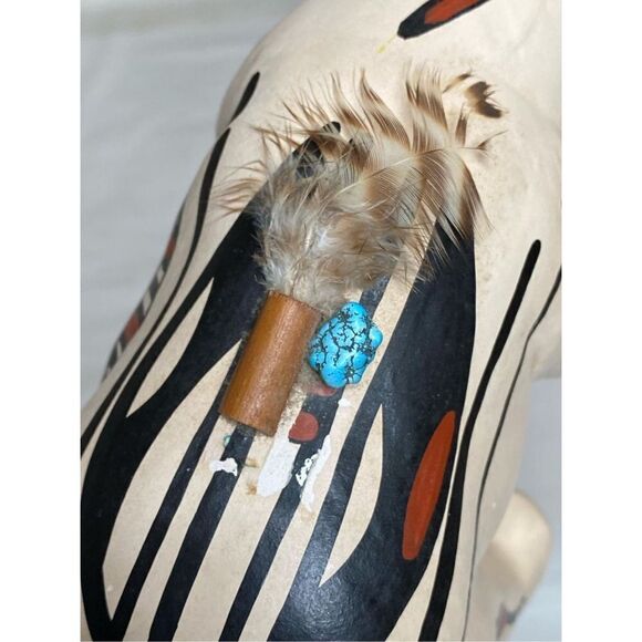 Native American Pottery Bear Sculpture Handmade Painted -Signed 11'' U1771 - Picture 8 of 11